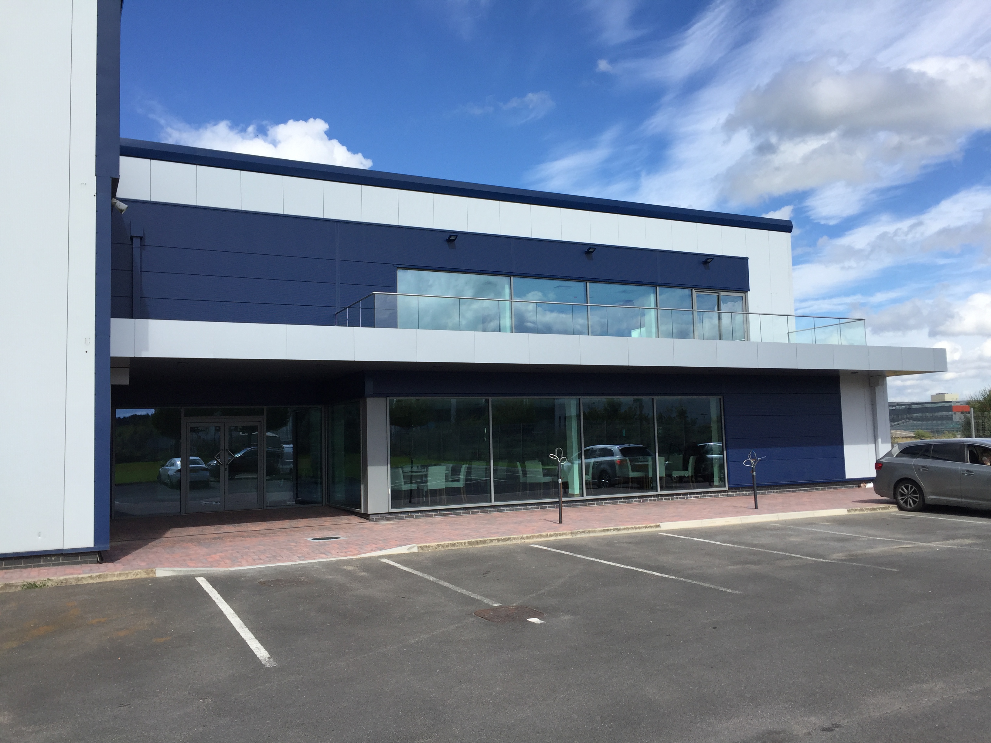 Modern commercial building with glass facade